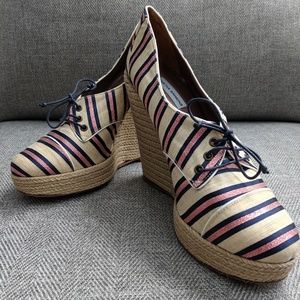 Size 40.5 Tabitha Simmons striped wedges